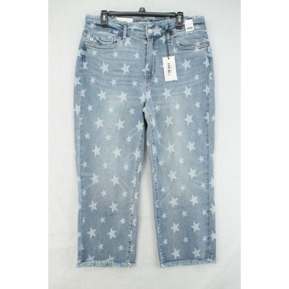 Judy Blue Denim - New Judy Blue Jeans Women 15/32 Blue Denim Shining Star Print Cropped Straight